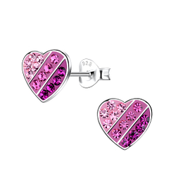 Silver Heart Stud Earrings - 20293