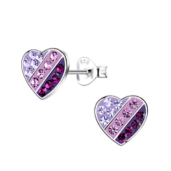 Silver Heart Stud Earrings - 20294