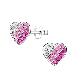 Silver Heart Stud Earrings - 20295