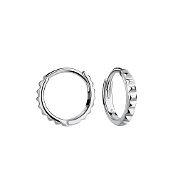 10mm Silver Patterned Huggie Earrings - 20394