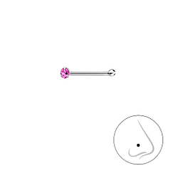1.5mm Round Crystal Silver Nose Stud With Ball - Wholesale - 8847 1.5mm Round Crystal Silver Nose Stud With Ball - Wholesale - 8847