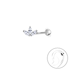 Silver Flower Cartilage Stud with Silver Ball Screw Back - 20439 Silver Flower Cartilage Stud with Silver Ball Screw Back - 20439