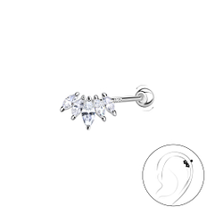 Silver Geometric Cartilage Stud with Silver Ball Screw Back - 20440 Silver Geometric Cartilage Stud with Silver Ball Screw Back - 20440