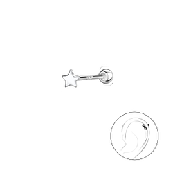 Silver Star Cartilage Stud with Silver Ball Screw Back - 20430 Silver Star Cartilage Stud with Silver Ball Screw Back - 20430