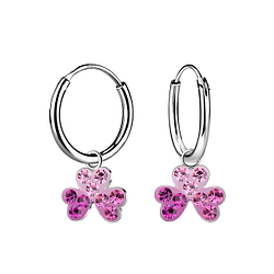 Silver Triple Heart Charm Hoop Earrings - 20459