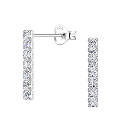 Silver Tennis Bar Stud Earrings - 20539