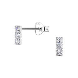 Silver Tennis Bar Stud Earrings - 20537