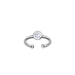 Silver Single Stone Ear Cuff - 20525