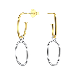 Silver Geometric Stud Earrings - 15917