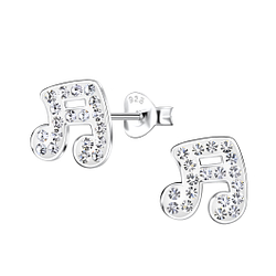 Silver Music Note Stud Earrings - Wholesale - 20556 Silver Music Note Stud Earrings - Wholesale - 20556