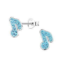 Silver Music Note Stud Earrings - 20553