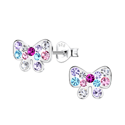 Silver Bow Stud Earrings - 20558