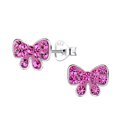 Silver Bow Stud Earrings - 20557