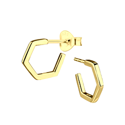 Silver Half Hoop Stud Earrings - 20472