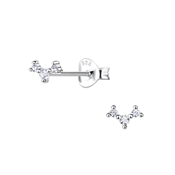 Silver Three Stones Stud Earrings - 19744 Silver Three Stones Stud Earrings - 19744