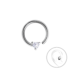 Silver Heart Helix Hoop - 20671