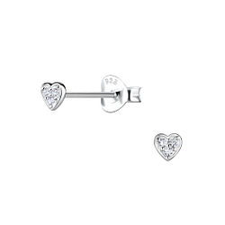 Silver Heart Stud Earrings - 20615
