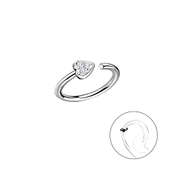 Silver Heart Helix Hoop - 20649