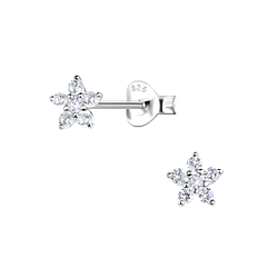 Silver Flower Stud Earrings - 20606