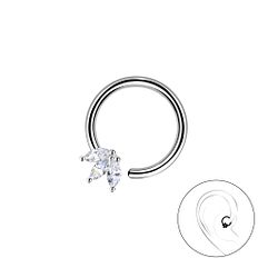 Silver Flower Helix Hoop - 20637