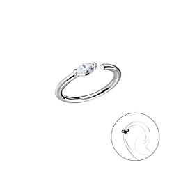 Silver Marquise Helix Hoop - 20636