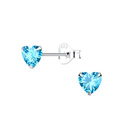 5mm Heart Cubic Zirconia Silver Stud Earrings - 9684