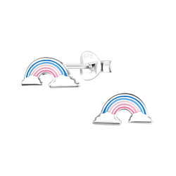 Silver Rainbow Stud Earrings - 17208