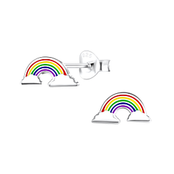 Silver Rainbow Stud Earrings - 17110