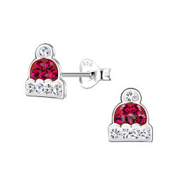 Silver Hat Stud Earrings - 20563