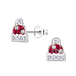 Silver Hat Stud Earrings - 20564