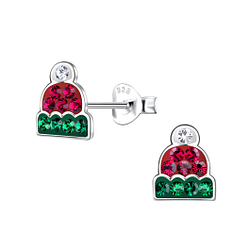 Silver Hat Stud Earrings - 20565