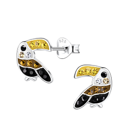 Silver Hornbill Stud Earrings - 20566 Silver Hornbill Stud Earrings - 20566