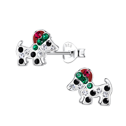 Silver Christmas Dog Stud Earrings - 20600 Silver Christmas Dog Stud Earrings - 20600