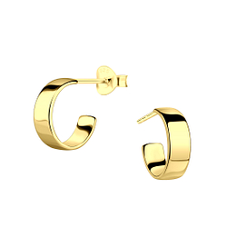Silver Half Hoop Stud Earrings - 20627