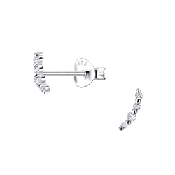 Silver Curved Stud Earrings - 20652