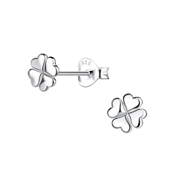 Silver Clover Stud Earrings - 20572