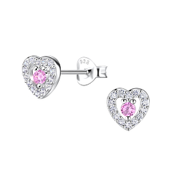 Silver Heart Stud Earrings - 20631
