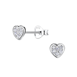 Silver Heart Stud Earrings - 20653