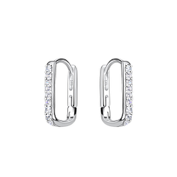 Silver Geometric Huggie Earrings - 20655