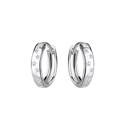 Silver Star Huggie Earrings - 20663