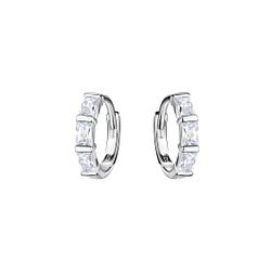 11mm Silver Geometric Huggie Earrings - 20621 11mm Silver Geometric Huggie Earrings - 20621