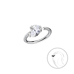 Silver Geometric Helix Hoop - 20648