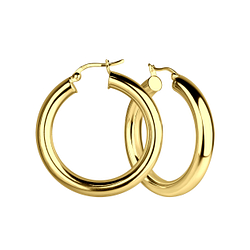 35mm Silver French Lock Hoop Earrings - 20692