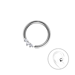 Silver Three Stones Helix Hoop - Wholesale - 20680 Silver Three Stones Helix Hoop - Wholesale - 20680