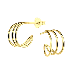 Silver Half Hoop Stud Earrings - 20820