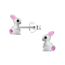 Silver Rabbit Stud Earrings - 20834
