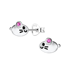 Silver Mouse Stud Earrings - 20835