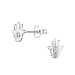 Silver Hamsa Stud Earrings - 20685