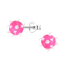 Silver Spike Ball Stud Earrings - 20708