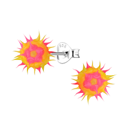 Silver Spike Ball Stud Earrings - 20711